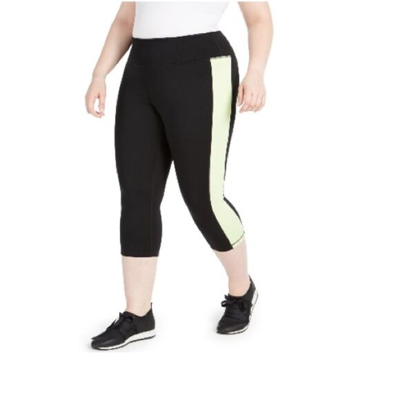 Ideology Womens Plus Size Colorblock Cropped Leggings-Womens 2X-Noir Barbell-NWT - Picture 5 of 11